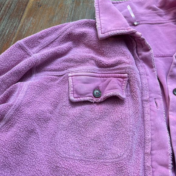 Free People Ruby Rose Pink Shacket Jacket Medium Oversized Fleece Layering Piece - Picture 4 of 16